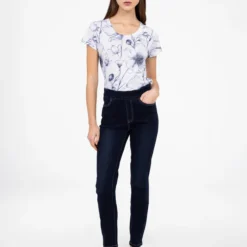 Jean Skinny à Taille Haute à Enfiler