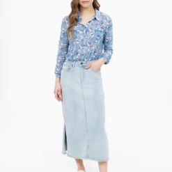 Jupe Longue Droite En Denim