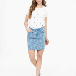 Jupe Midi Droite En Denim