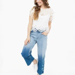 Jean Large Dégradé à Fleurs