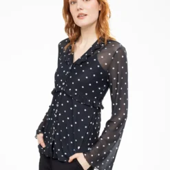 Blouse Semi-ajustée à Manches Longues Avec Boutons