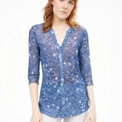 Blouse Semi-ajustée à Manches 3/4 Avec Boutons