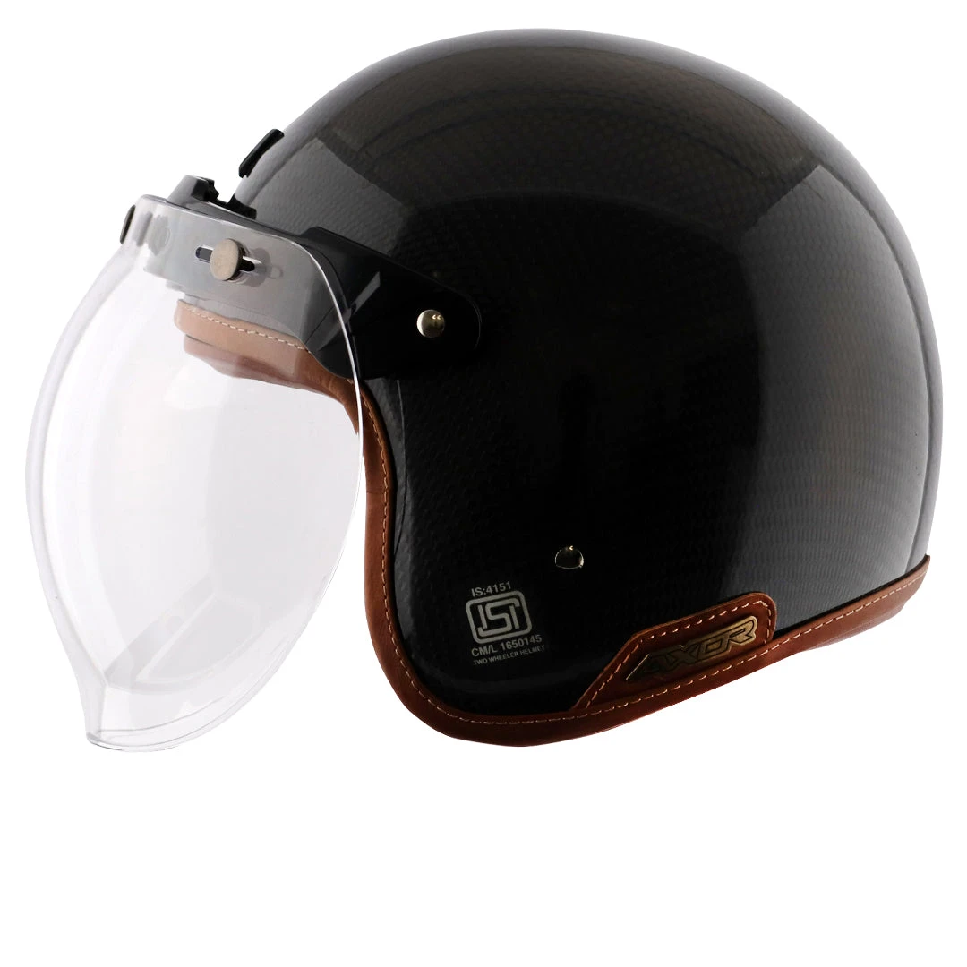 Axor Jet Carbon Small Checks Helmet With Bubble Visor - Image 3